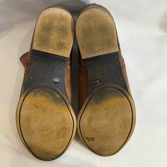 LUCKY BRAND Sz 9.5 Booties 2 Zippers Leather Distressed Stacked Heels Almond Toe - Picture 10 of 11